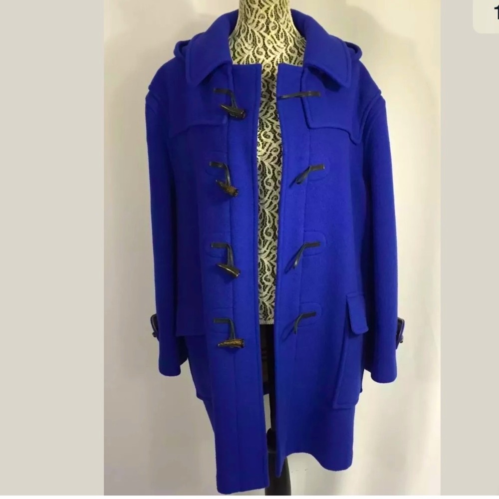 BURBERRY Cobalt Blue Nova Check Duffle Coat XXL